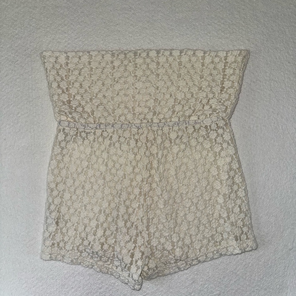 Y2K White Lace Foldover Micro Shorts Size Small Boho Beach Coquette - Picture 11 of 12